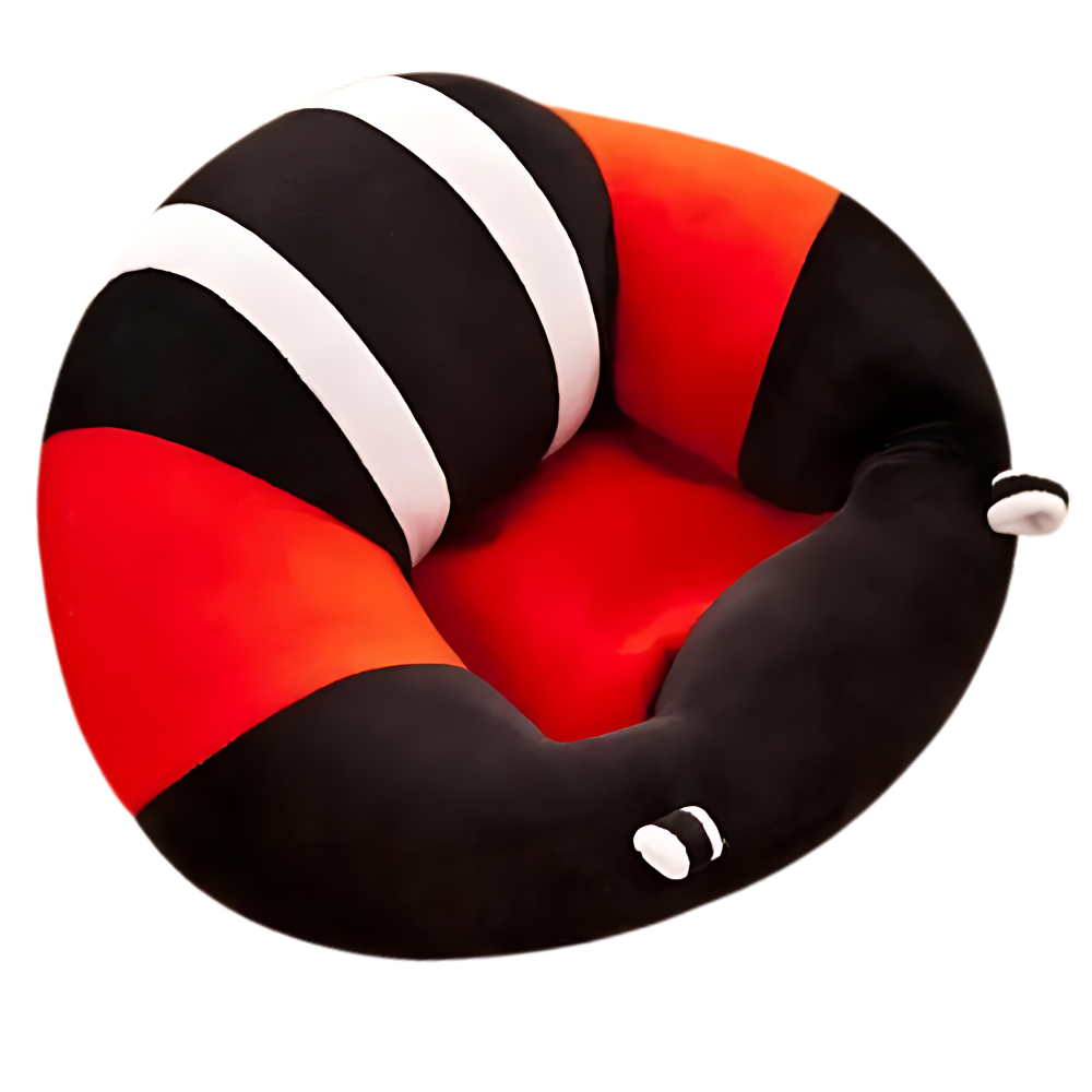 Justerbar, hygienisk sittdyna för baby -Svart röda ränder - Ozerty