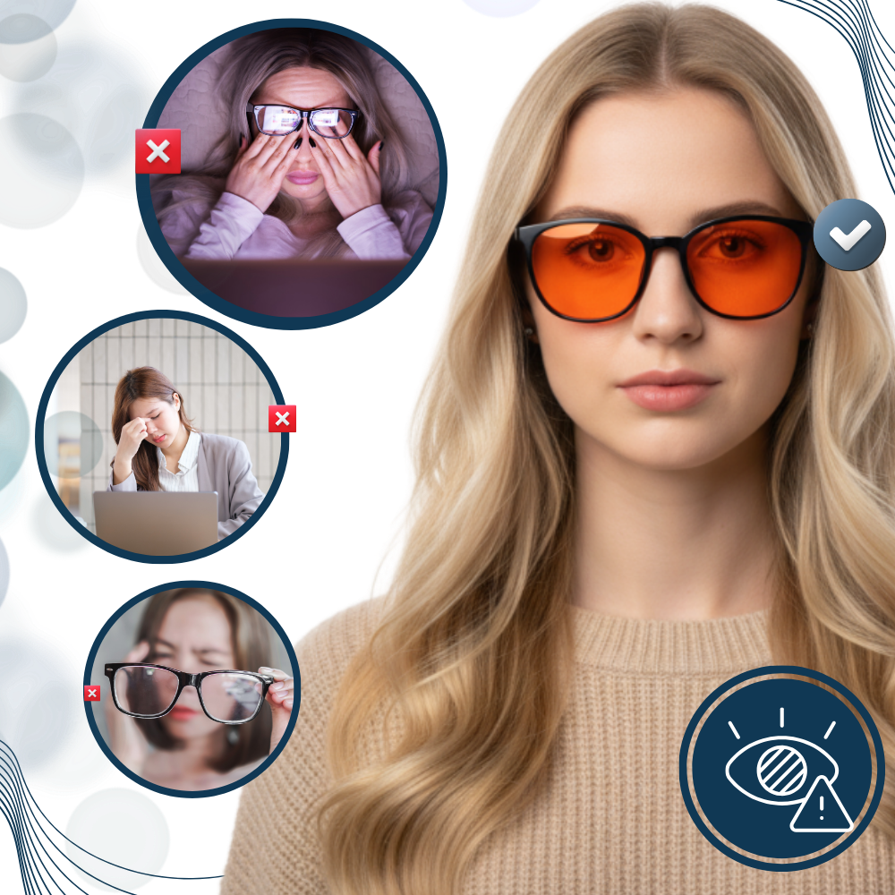 Röda glasögon med blåljusfilter - Ozerty