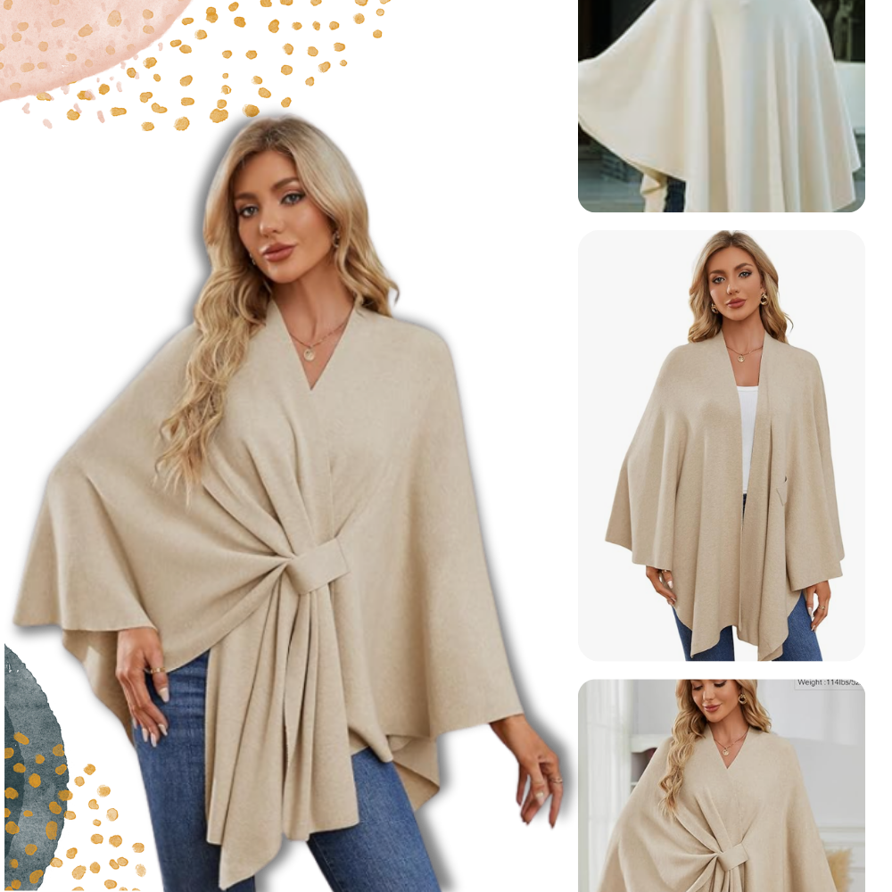 Chic stickad poncho för kvinnor - Ozerty