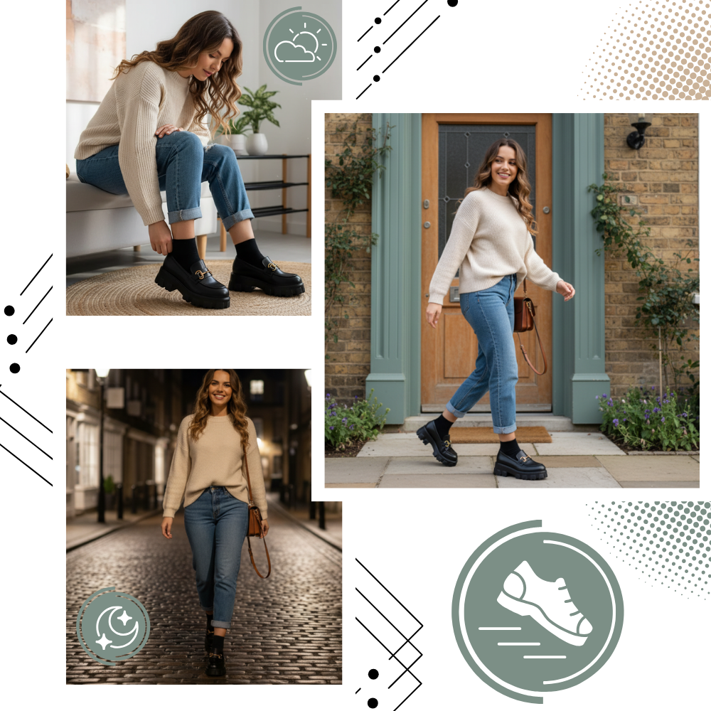 Trendiga chunky loafers i läder - Ozerty