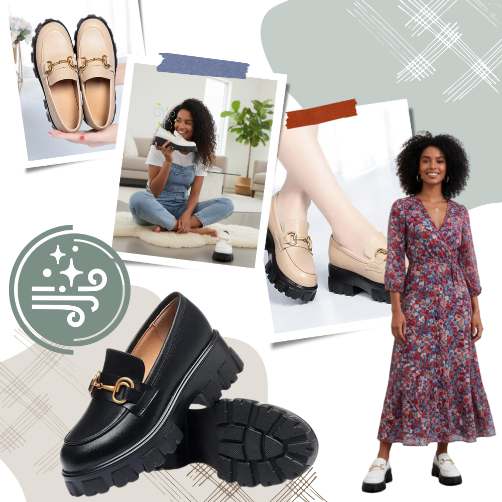 Trendiga chunky loafers i läder - Ozerty