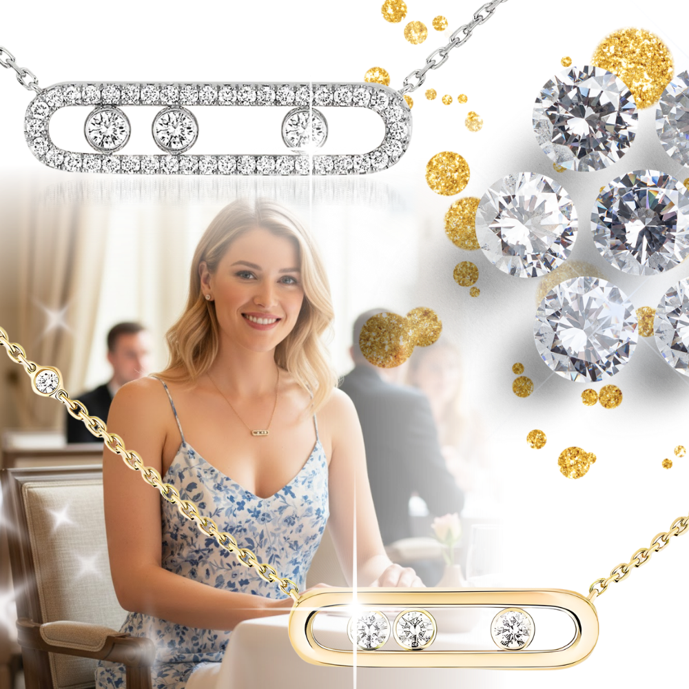 Klassiskt halsband med tre stenar - Ozerty