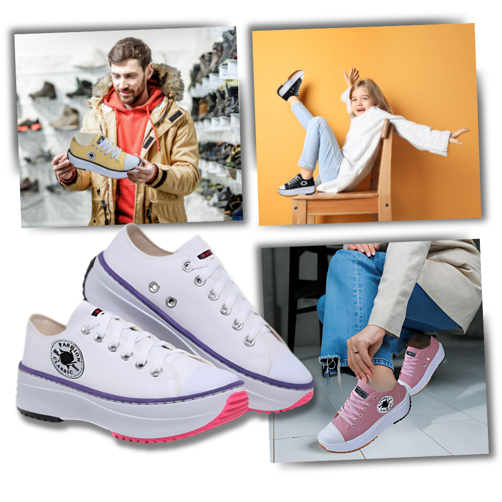 Bekväma upphöjda canvas-sneakers - Ozerty