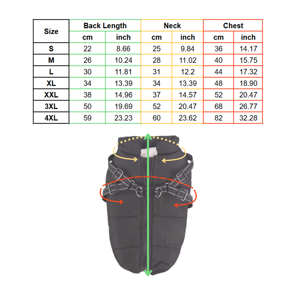 Mysig vinterjacka med integrerad sele för hund - Ozerty
