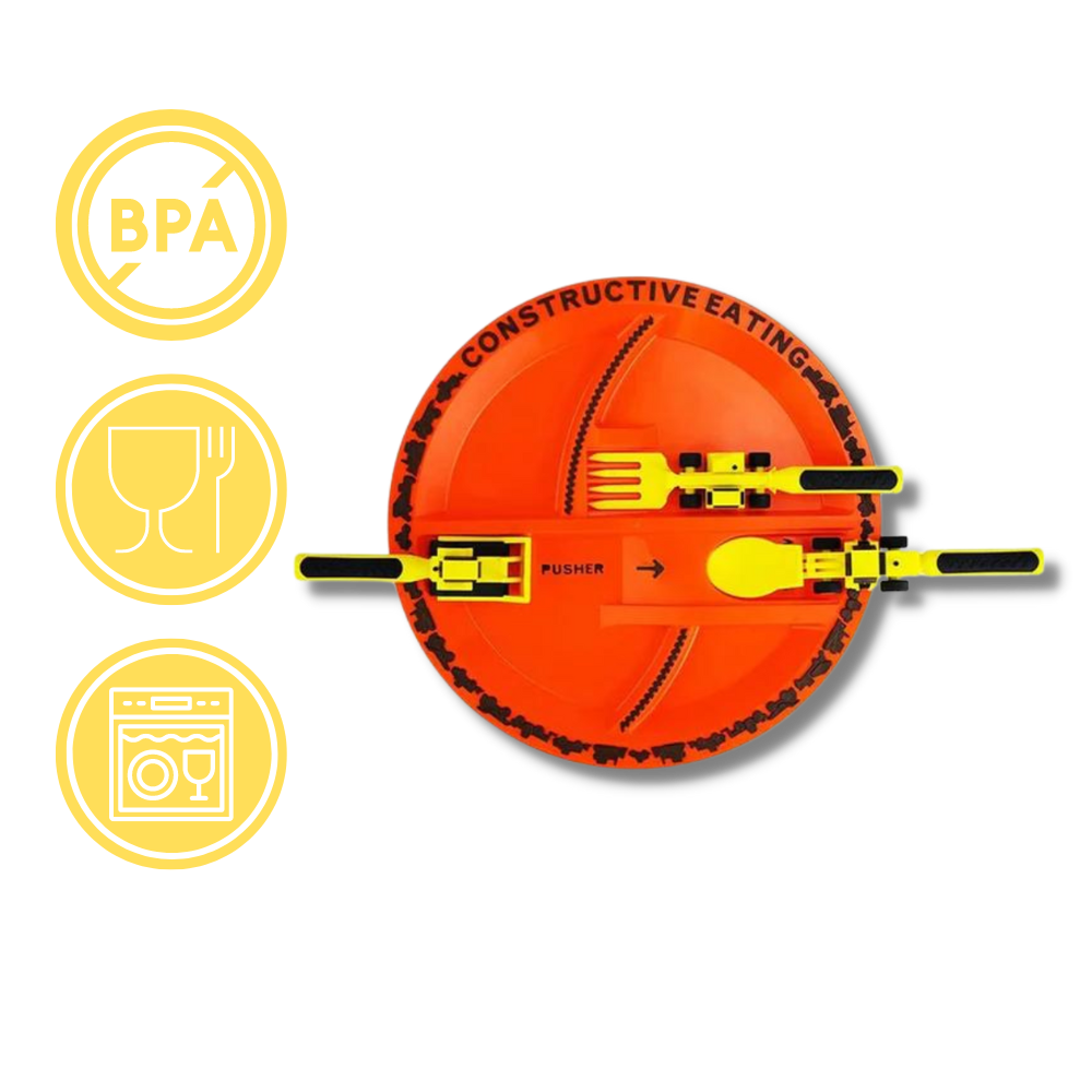 Kreativt och konstruktivt set med tallrik och bestick - Ozerty