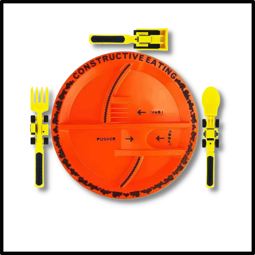 Kreativt och konstruktivt set med tallrik och bestick - Ozerty