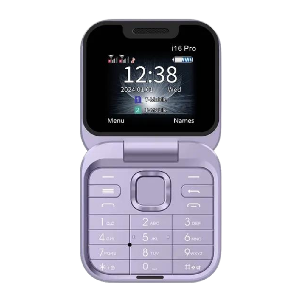 Liten hopfällbar mobiltelefon med dubbla sim-kort -i16 Pro/Lila - Ozerty