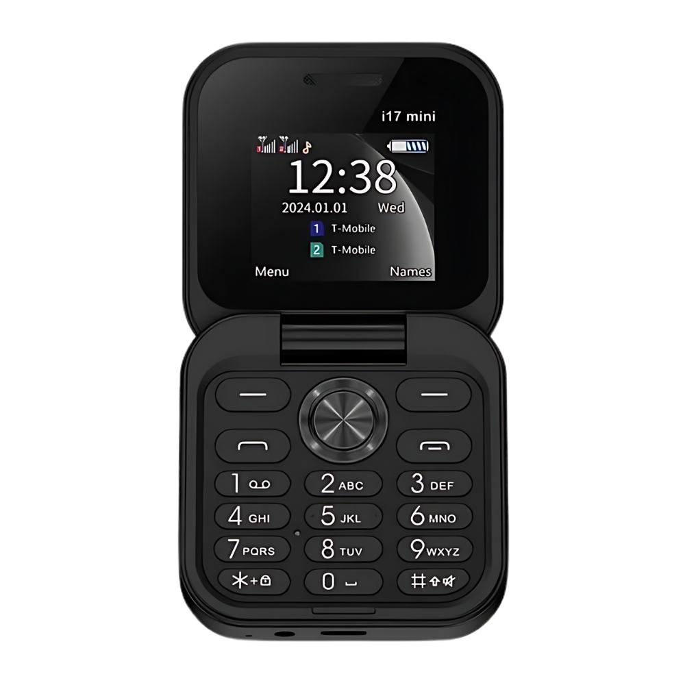 Liten hopfällbar mobiltelefon med dubbla sim-kort -i17 Pro/Svart - Ozerty