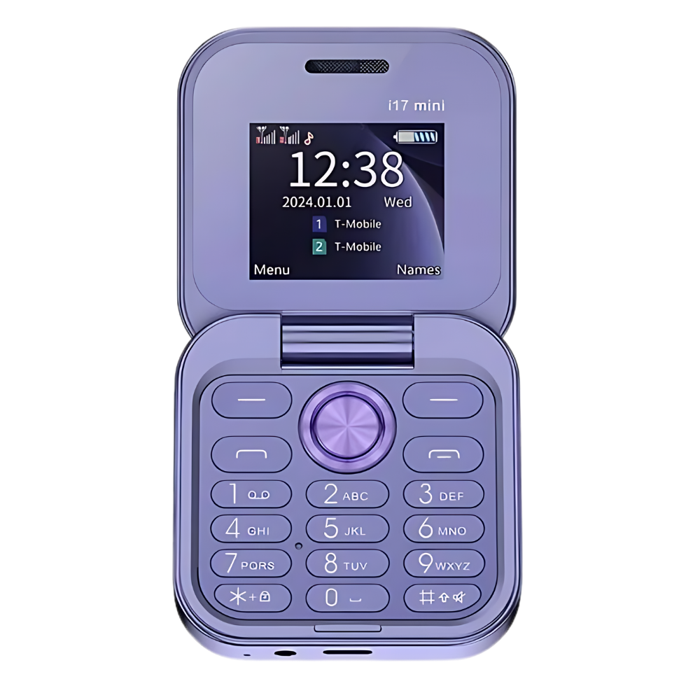 Liten hopfällbar mobiltelefon med dubbla sim-kort -i17 Pro/Lila - Ozerty