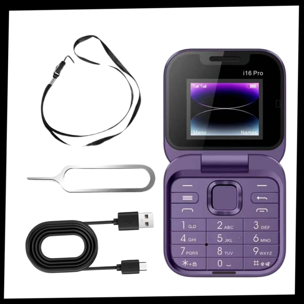 Liten hopfällbar mobiltelefon med dubbla sim-kort - Ozerty