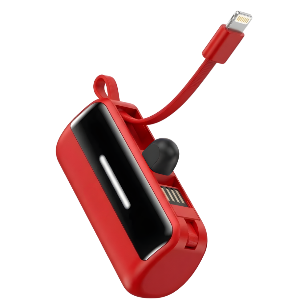 Effektiv och pålitlig mini-powerbank med stativ -Röd - Ozerty