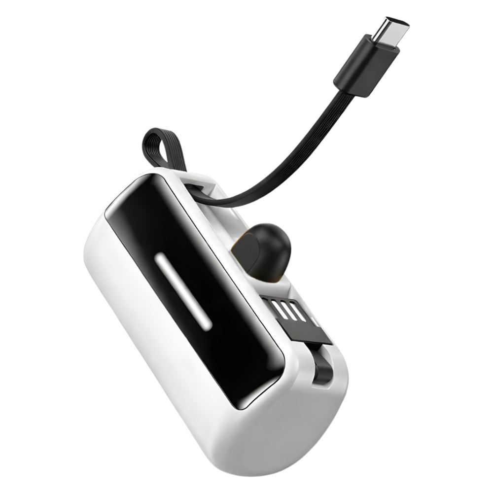 Effektiv och pålitlig mini-powerbank med stativ -Vit - Ozerty