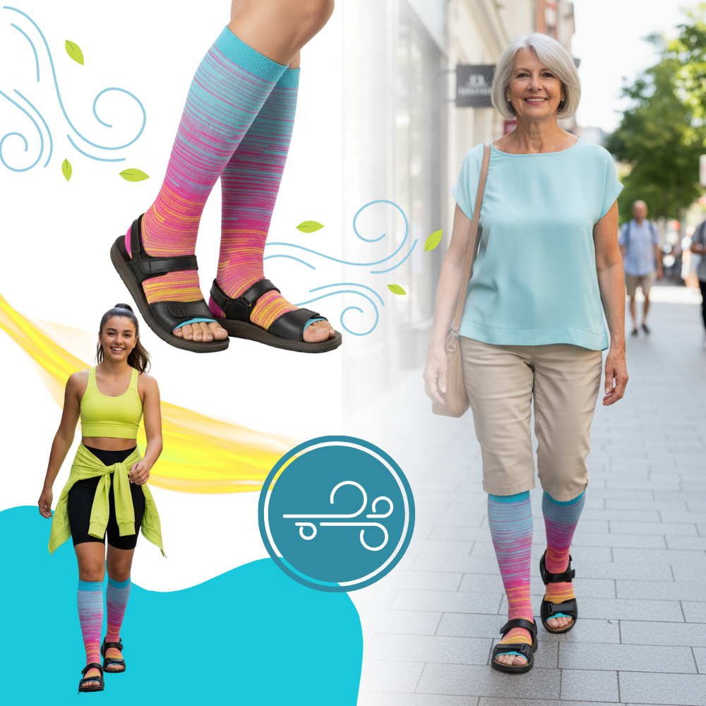 Elastiska kompressionsstrumpor med öppen tå - Ozerty