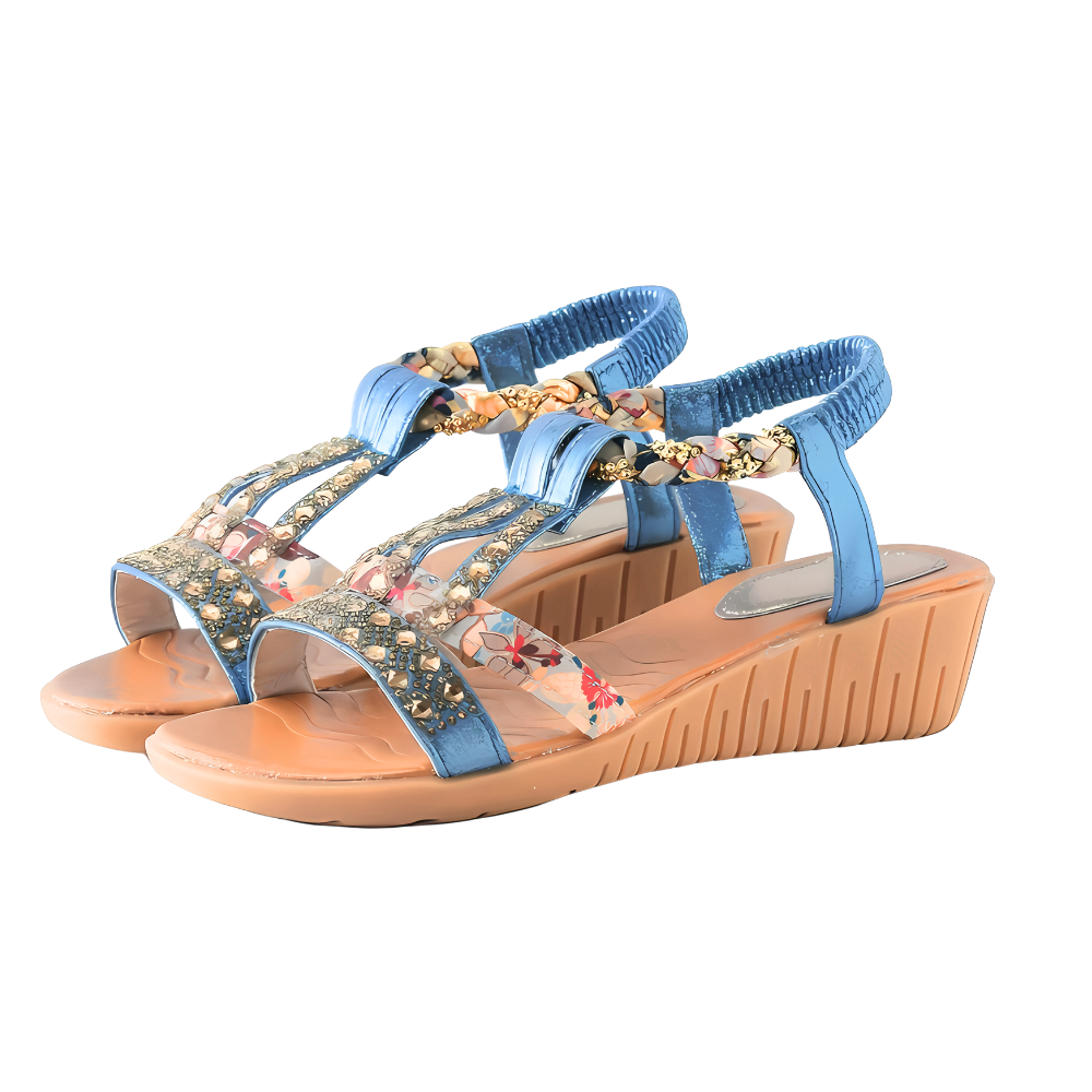 Eleganta ortopediska boho-sandaler -Blå - Ozerty
