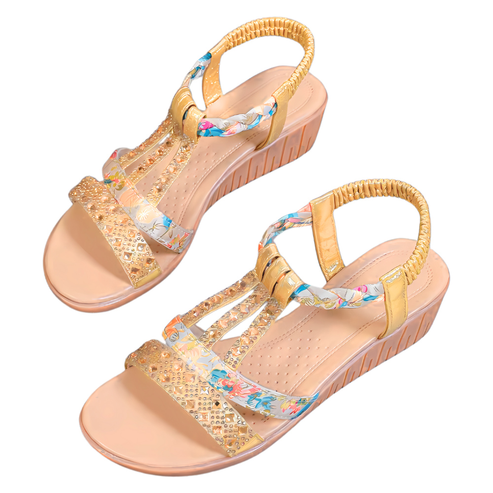 Eleganta ortopediska boho-sandaler -Guld - Ozerty