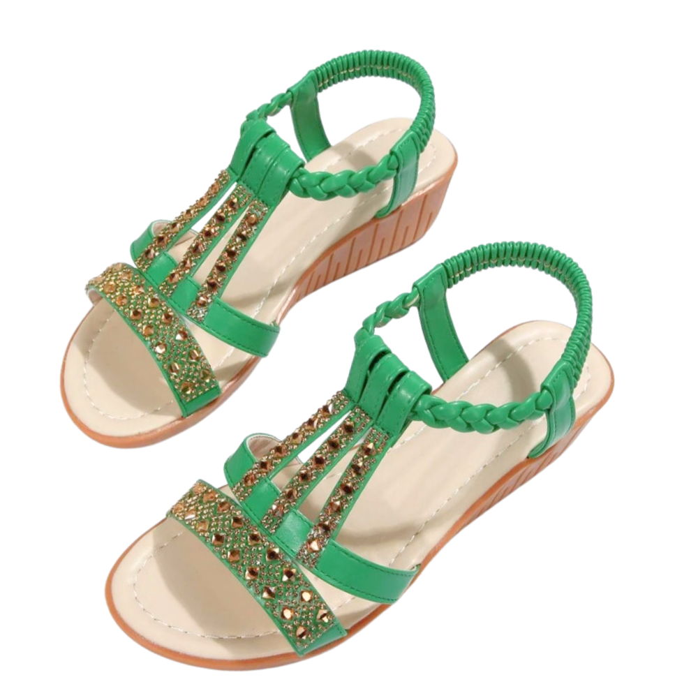 Eleganta ortopediska boho-sandaler -Grön - Ozerty