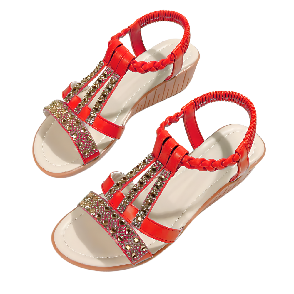 Eleganta ortopediska boho-sandaler -Röd - Ozerty