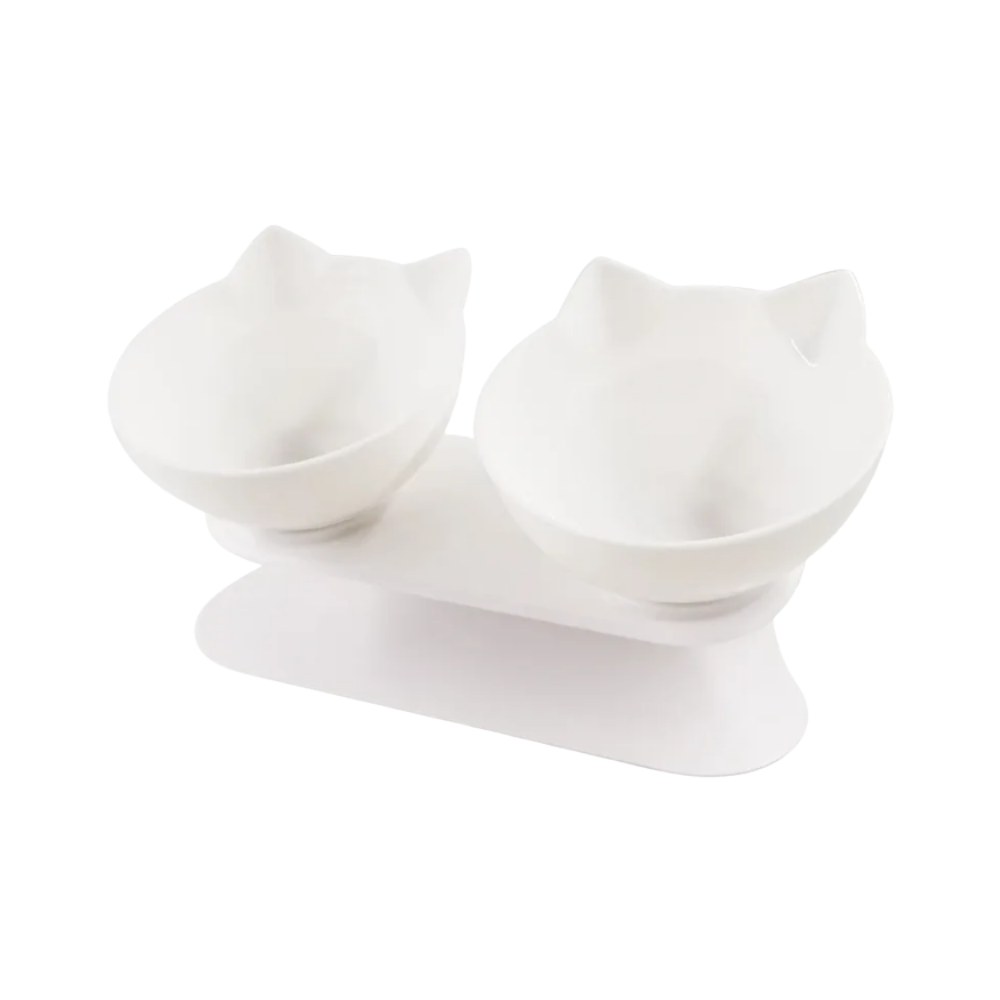 Upphöjd matskål för katter -Vit - Ozerty