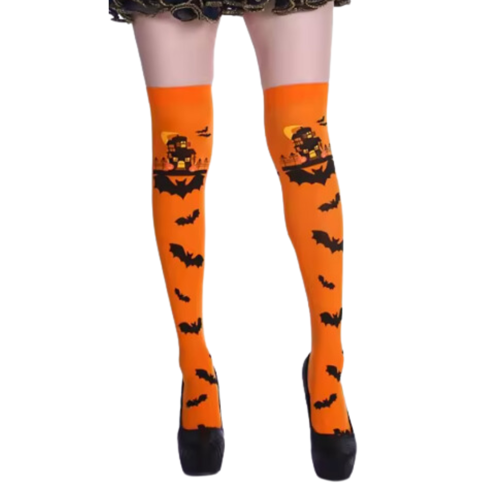 Halloween kompressionsstrumpor -Orange fladdermus - Ozerty