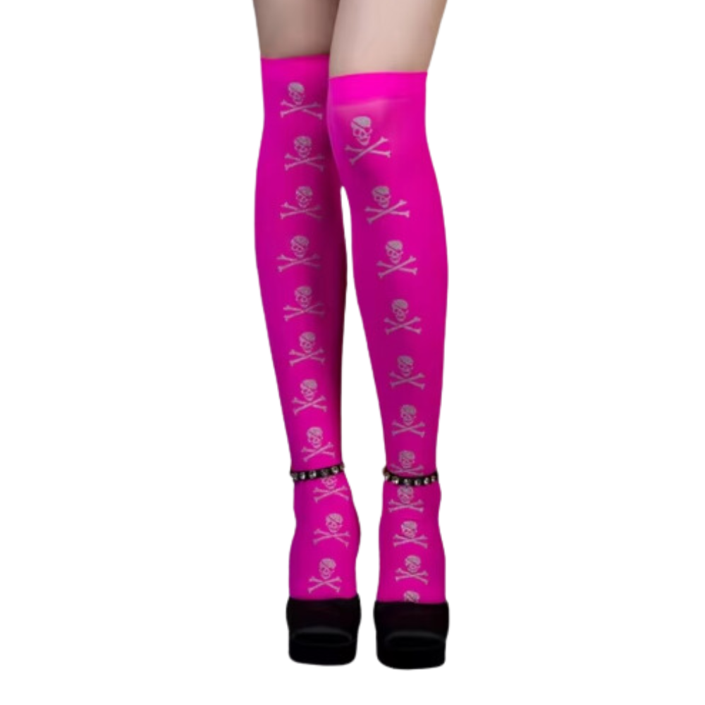 Halloween kompressionsstrumpor -Rosa skelett - Ozerty