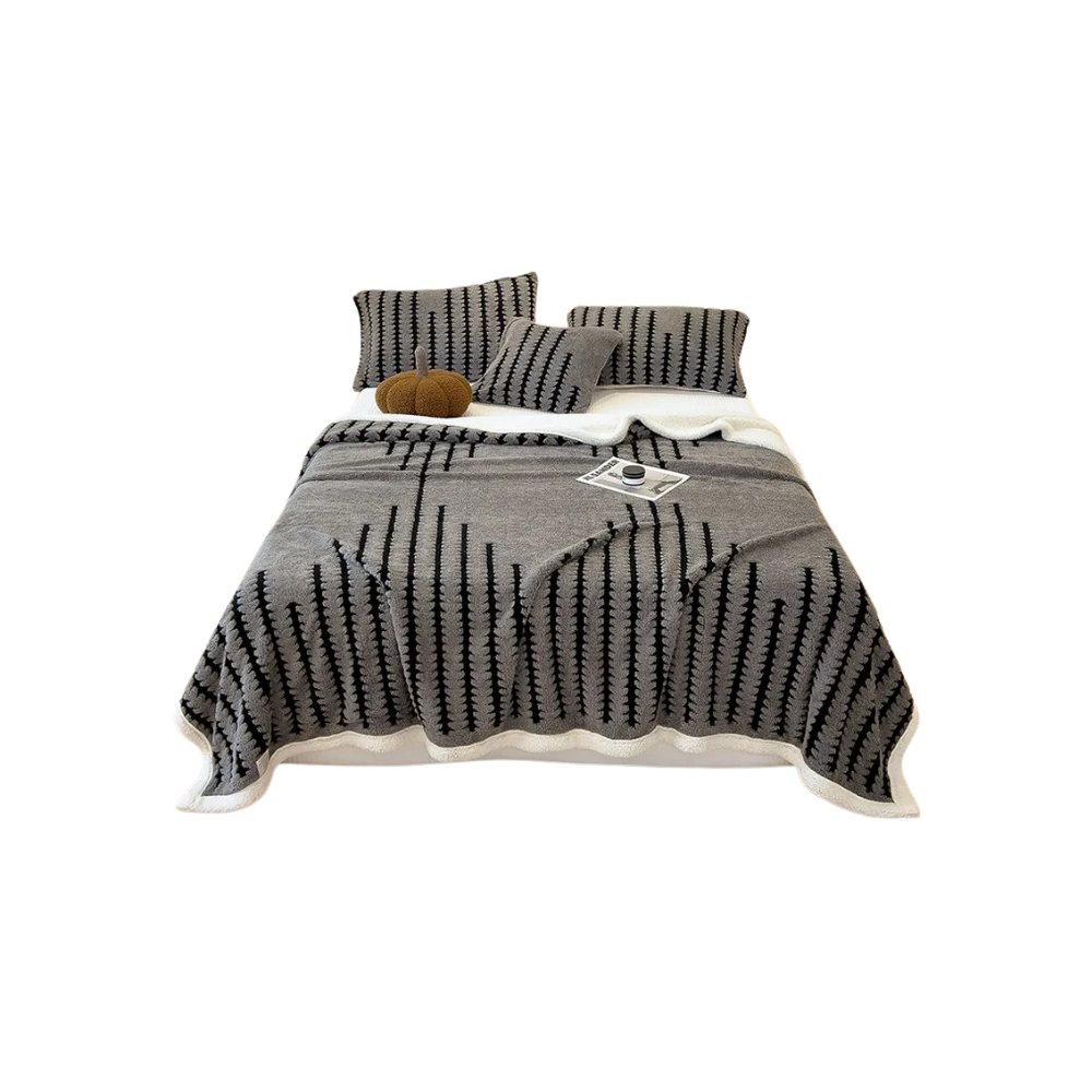 Fluffig Jacquard vinterfilt -Mörkgrå - Ozerty