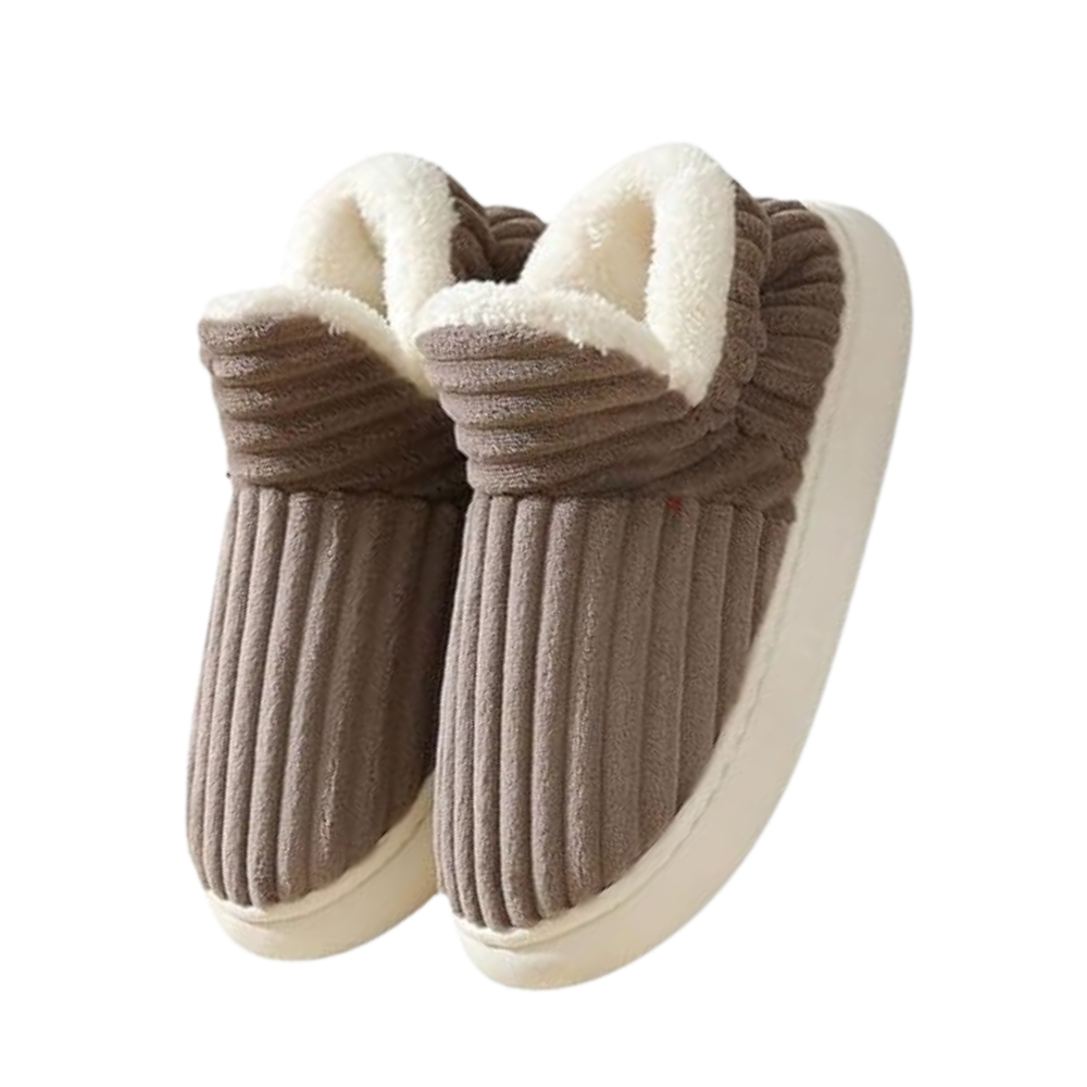 Fluffiga plyschtofflor -Kaffe - Ozerty