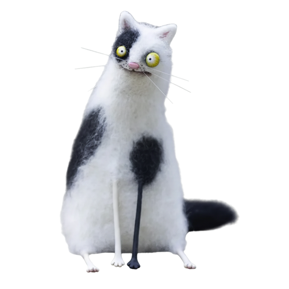 Rolig, rufsig dekorationskatt -Patchy Cat - Ozerty