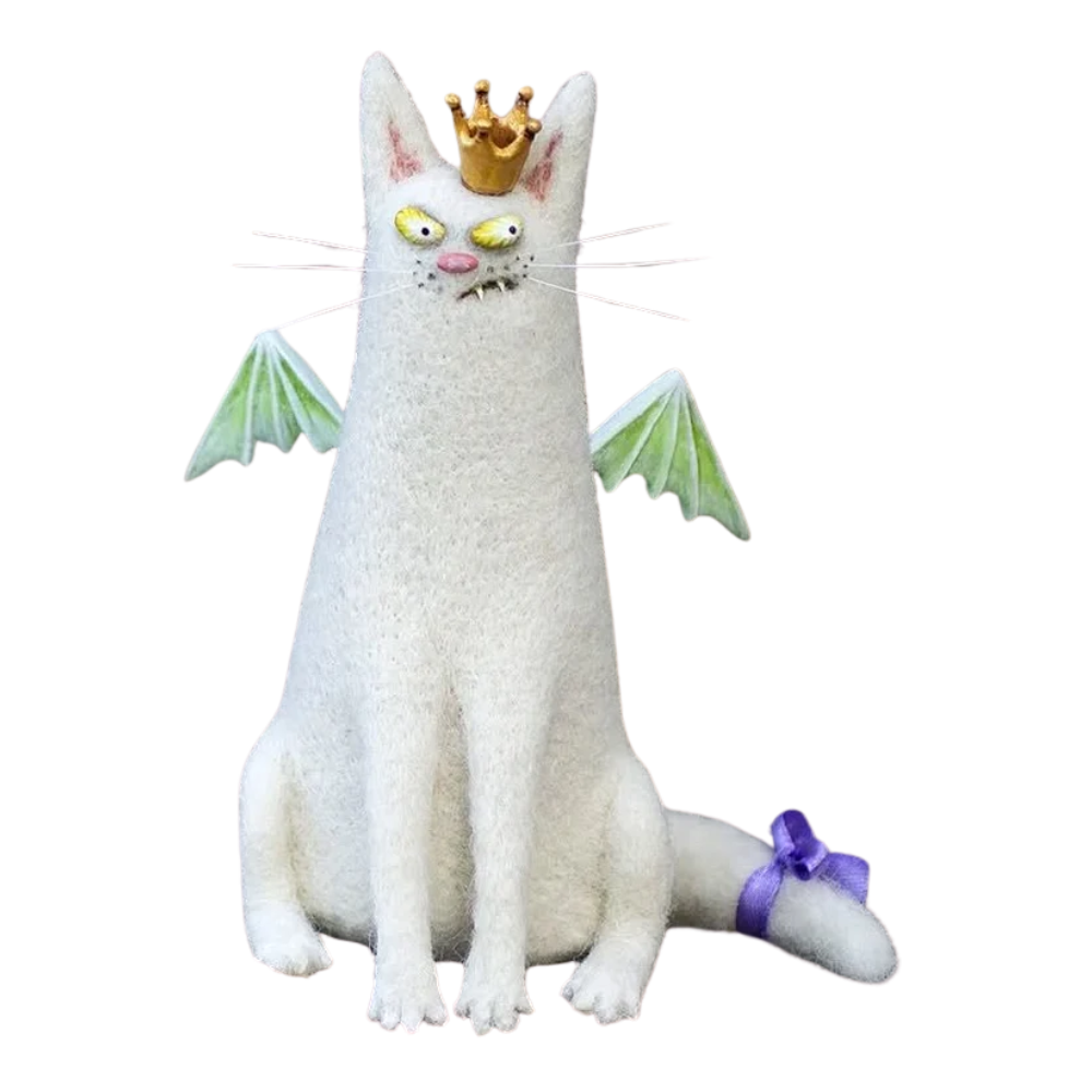 Rolig, rufsig dekorationskatt -Bevingad katt - Ozerty
