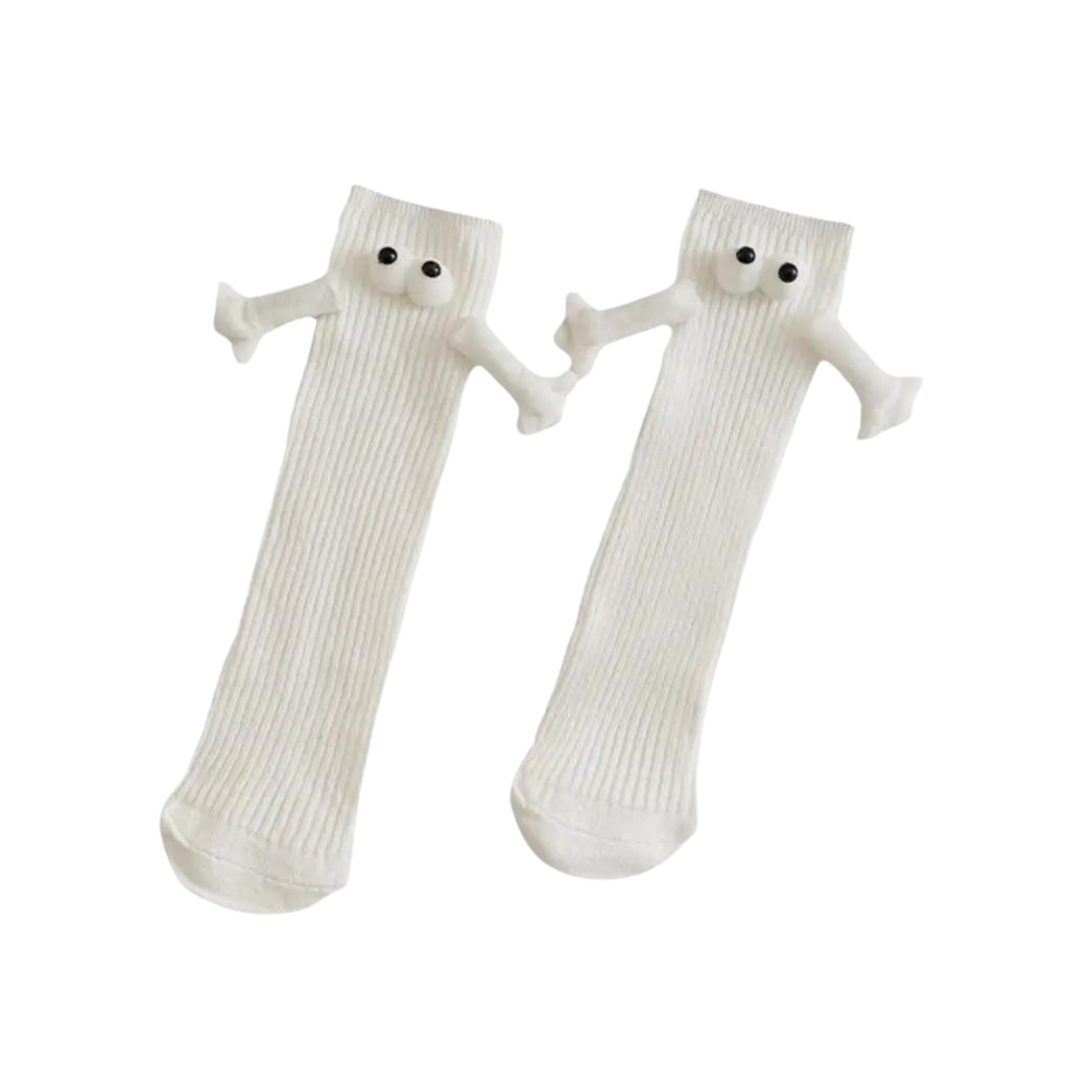 Roliga strumpor med magnetiska händer -Vit - Ozerty