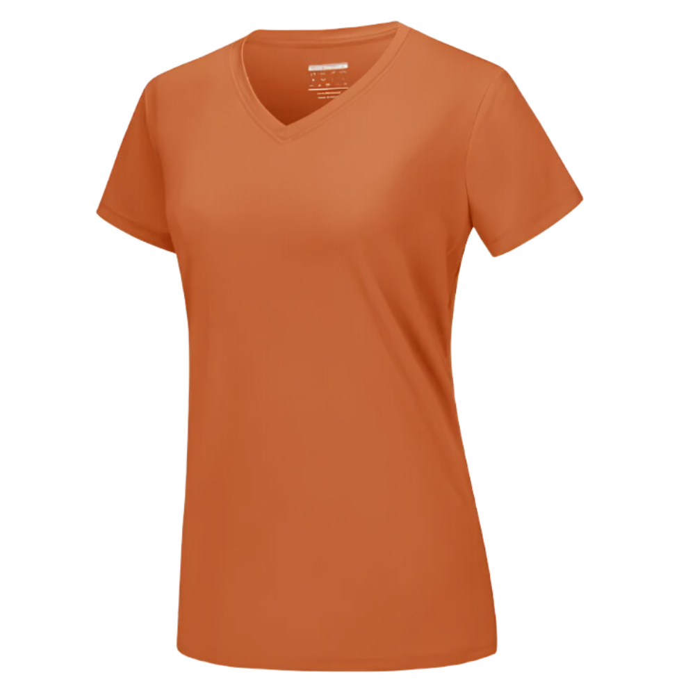 Kylande T-shirts med v-ringning för kvinnor -Mörk orange - Ozerty