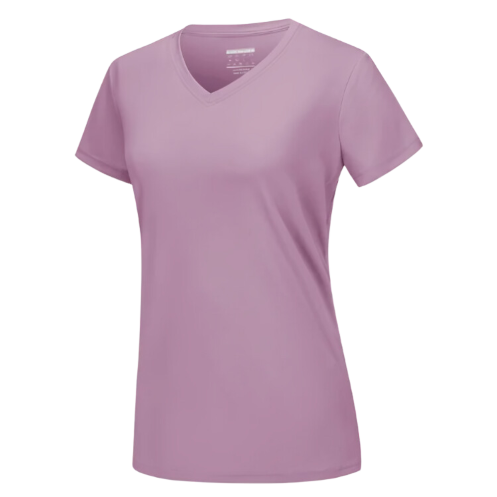 Kylande T-shirts med v-ringning för kvinnor -Grålila - Ozerty