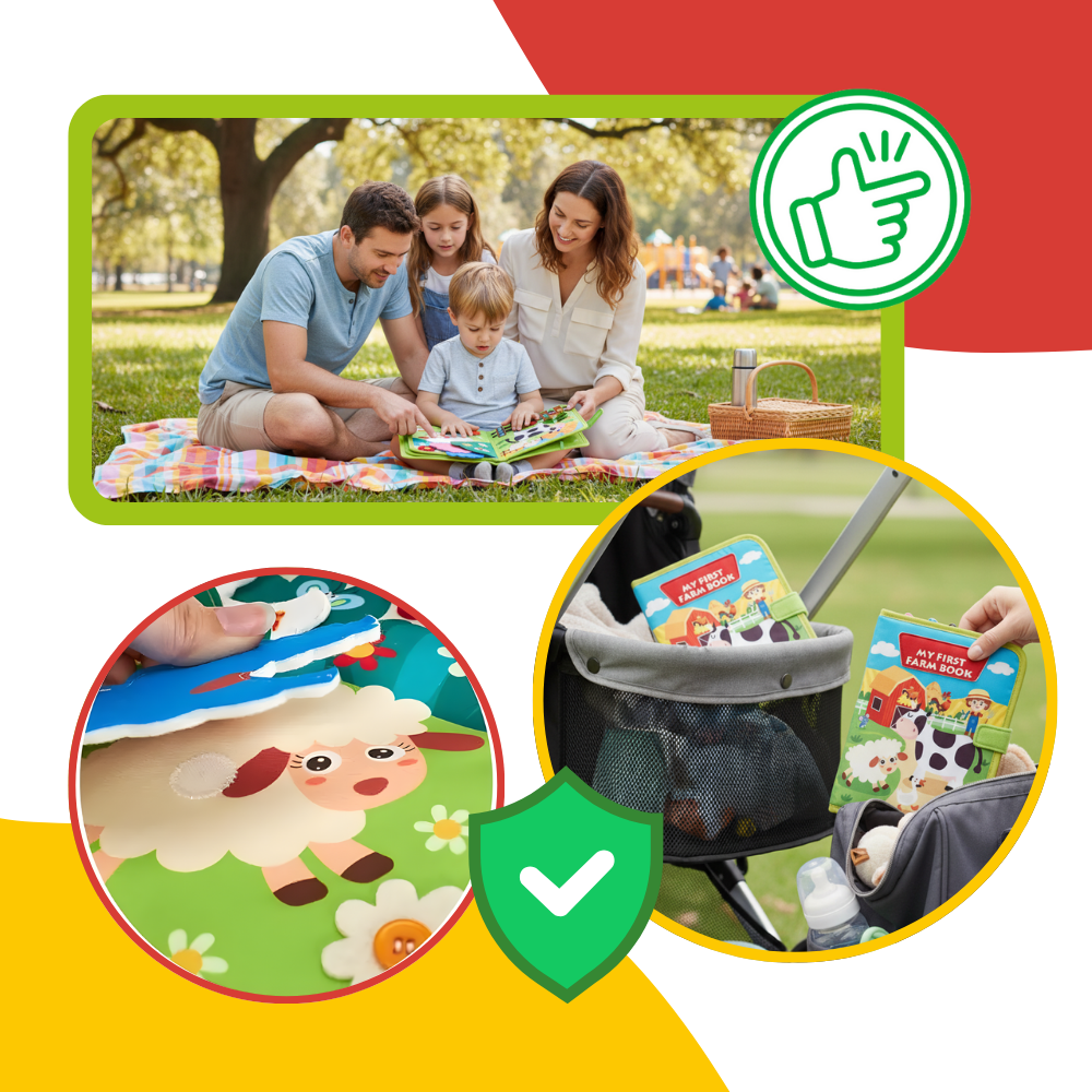 Interaktiv bondgårdsbok med kardborreband för barn - Ozerty