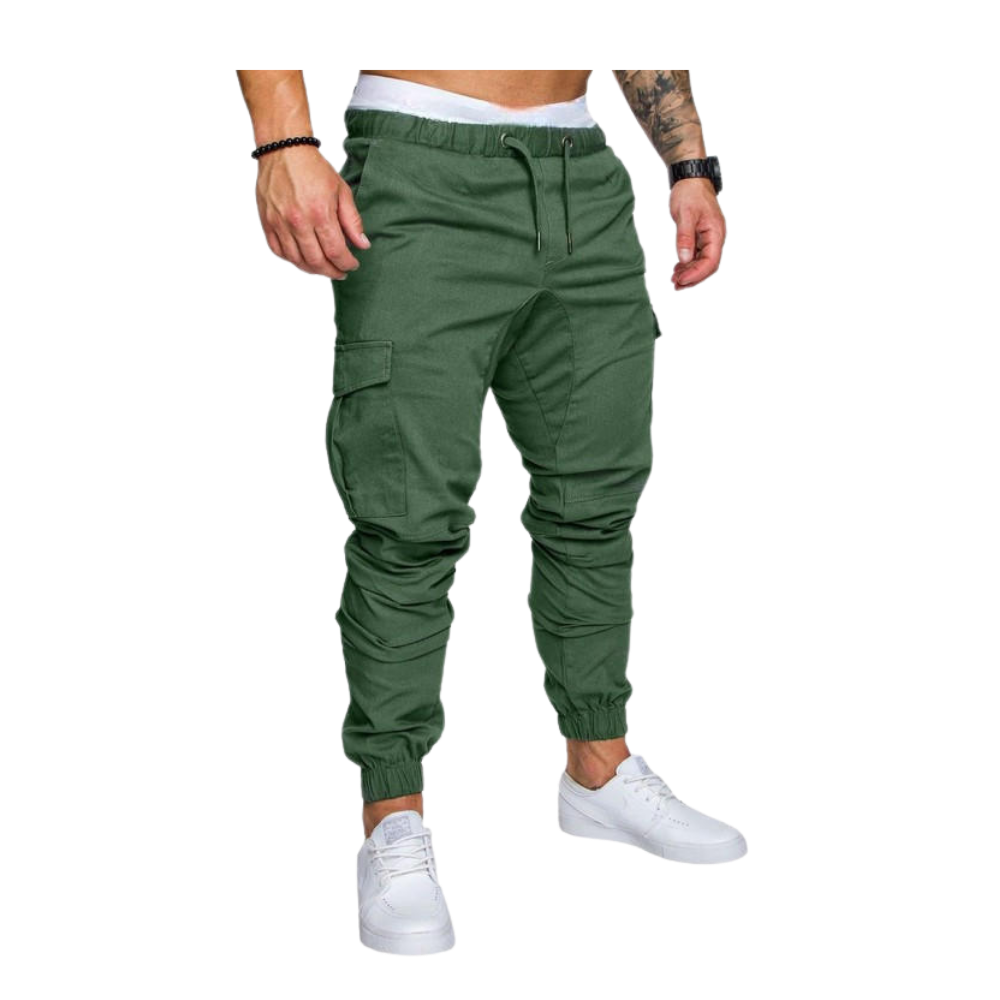 Cargo-byxor med smal passform för män -Grön/MGrön/LGrön/XLGrön/XXLGrön/3XLGrön/4XLGrön/5XL - Ozerty