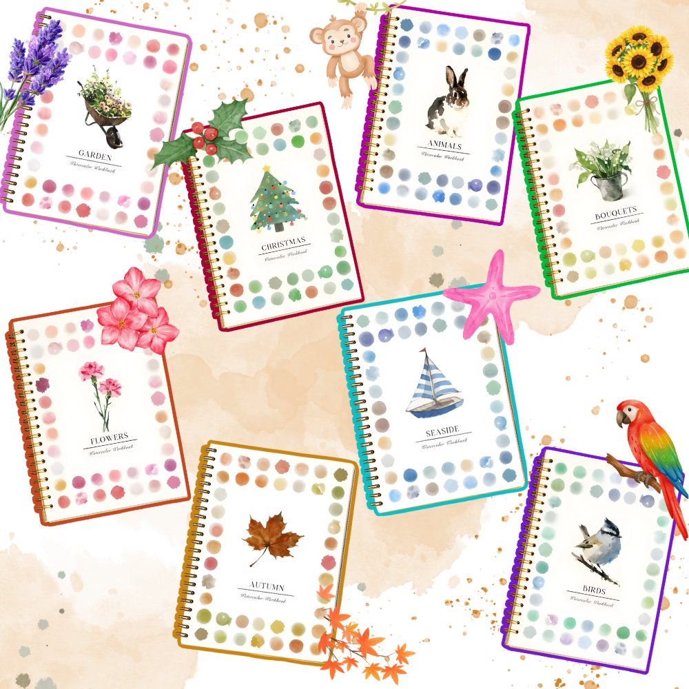 Vattenfärgsbok med flera teman - Ozerty