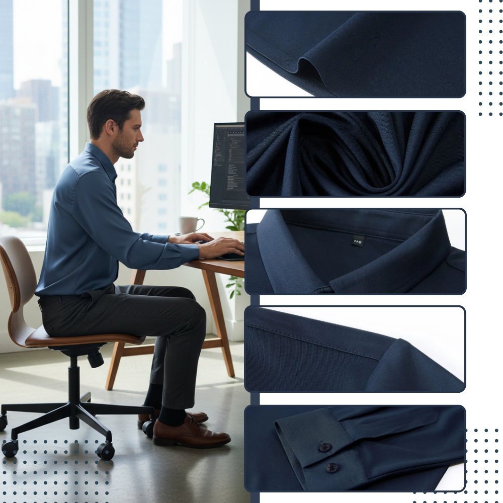 Strykfri skjorta för herr i sidenmix - Ozerty