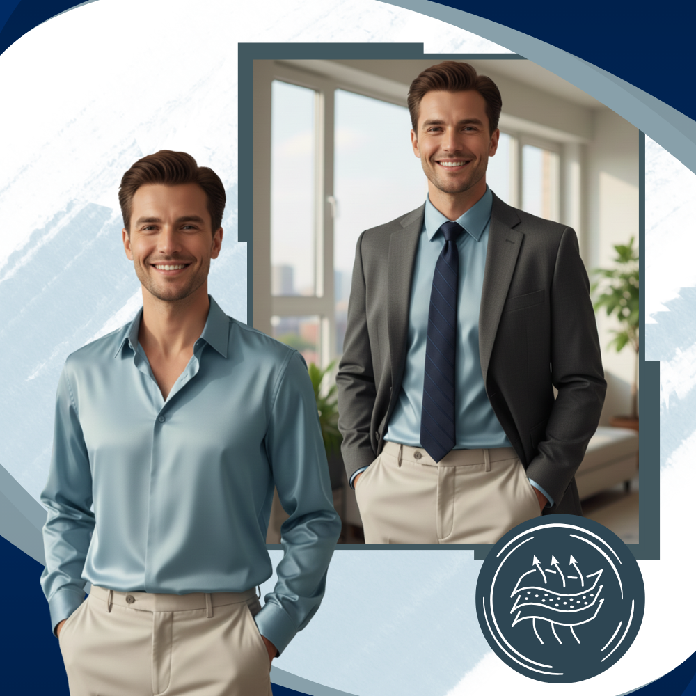 Strykfri skjorta för herr i sidenmix - Ozerty