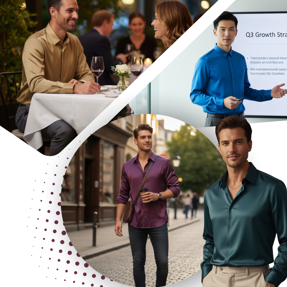 Strykfri skjorta för herr i sidenmix - Ozerty