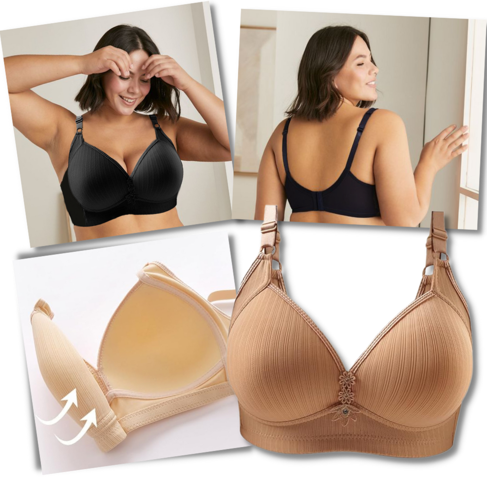 Plus Size Trådlös Push-Up BH - Ozerty