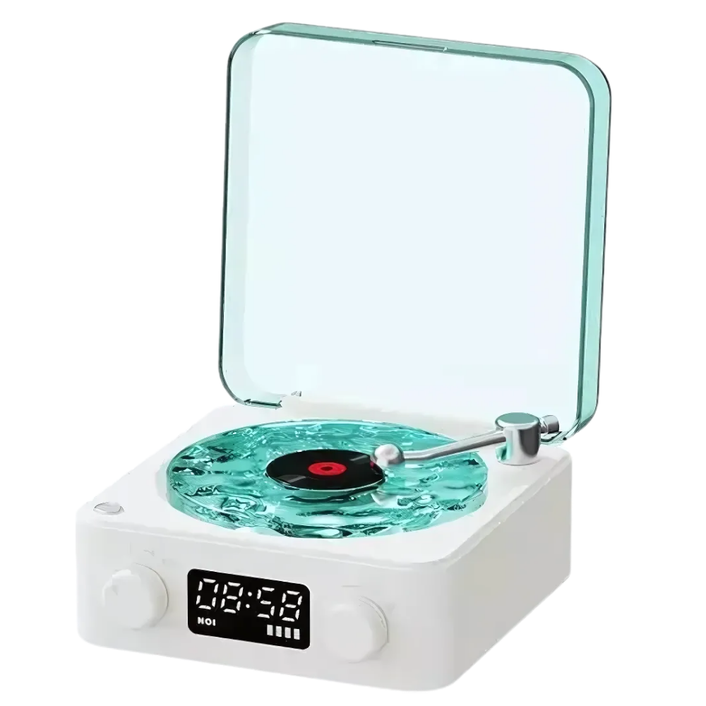 Waves vinylspelare i retrostil -Vit - Ozerty