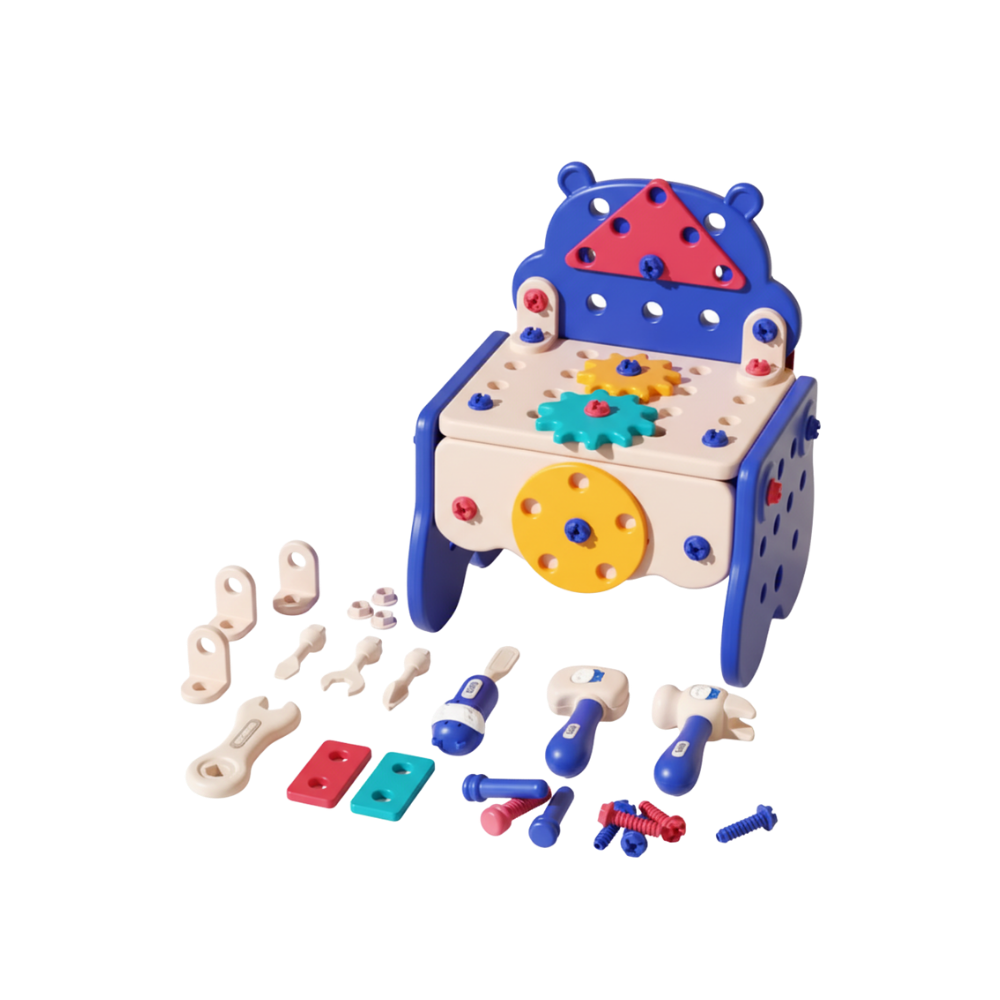 Skruvpussel med verktygslåda för barn -Blå - Ozerty