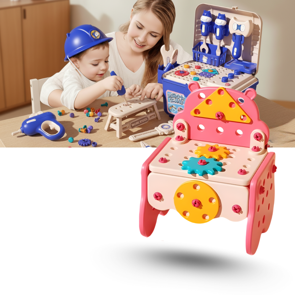 Skruvpussel med verktygslåda för barn - Ozerty