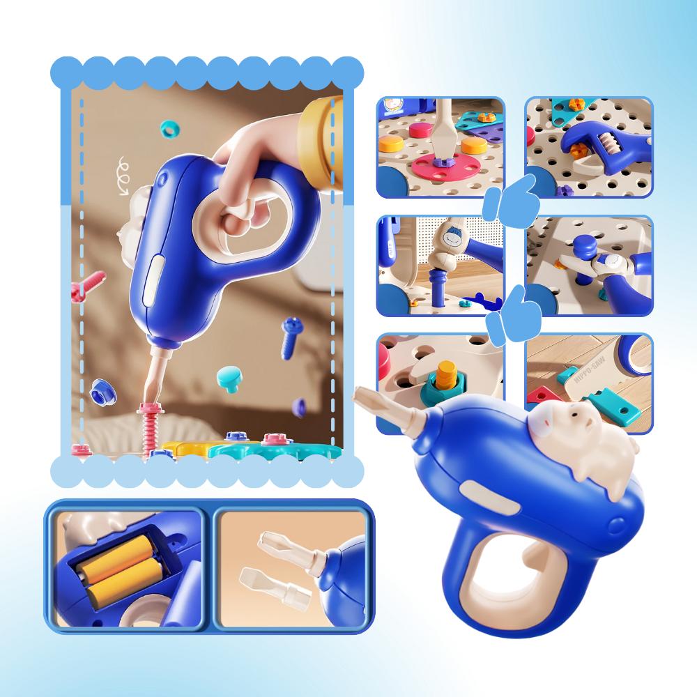 Skruvpussel med verktygslåda för barn - Ozerty