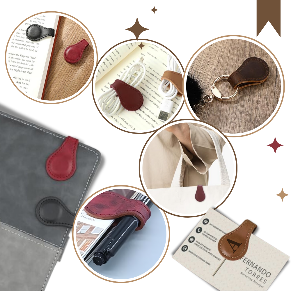 Snyggt personligt magnetiskt bokmärke i läder - Ozerty