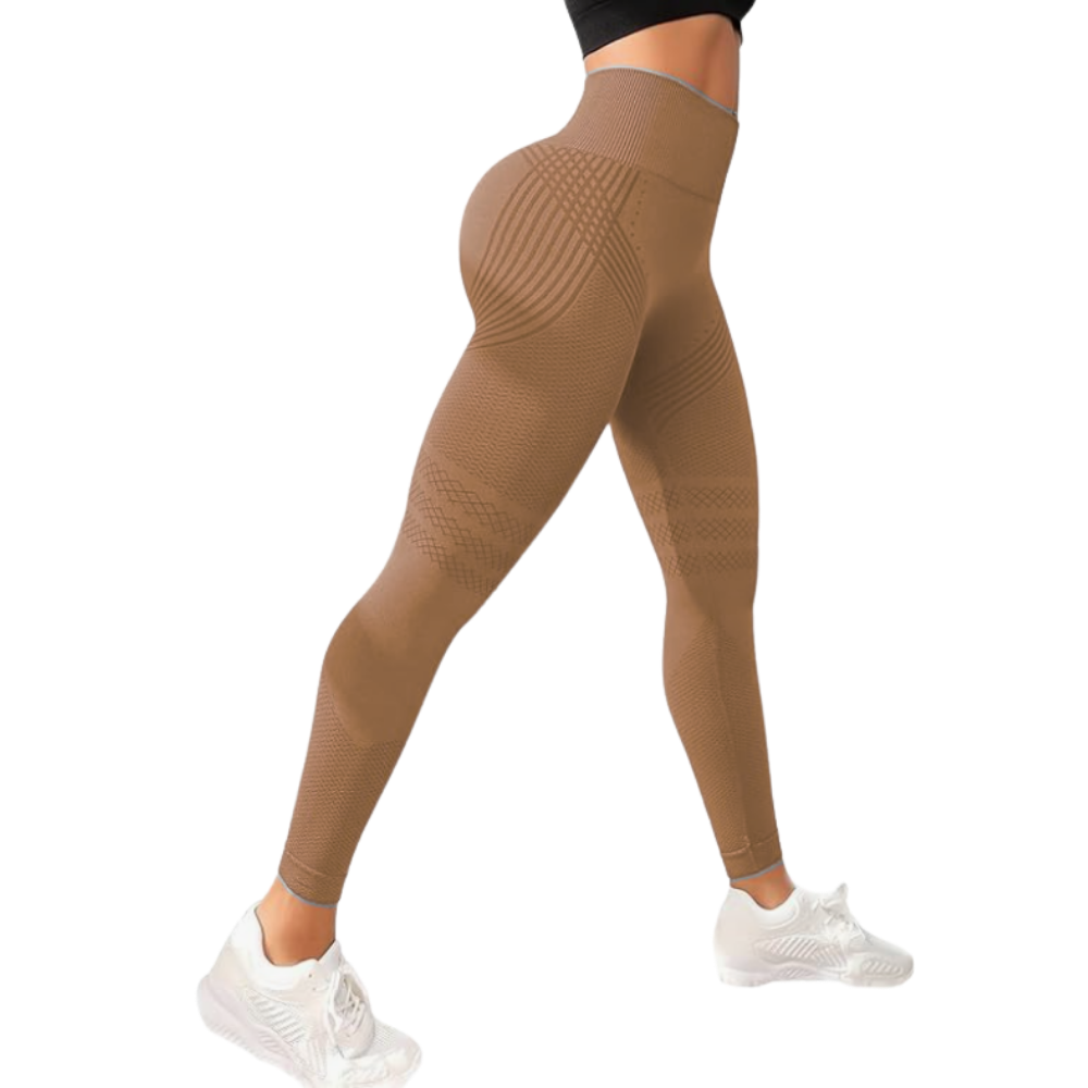 Stretchiga, sömlösa 3D-leggings -Brun - Ozerty