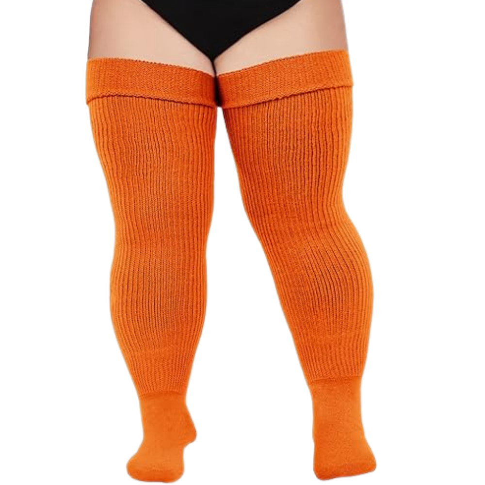 Lårhöga strumpor för kvinnor -Orange - Ozerty