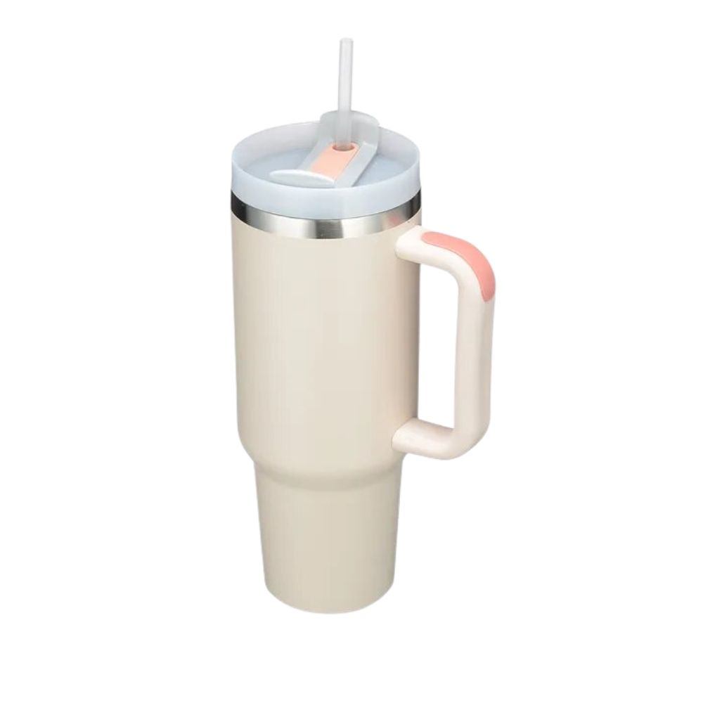 Stor Tumbler Cup Bil med handtag -Gräddvit - Ozerty