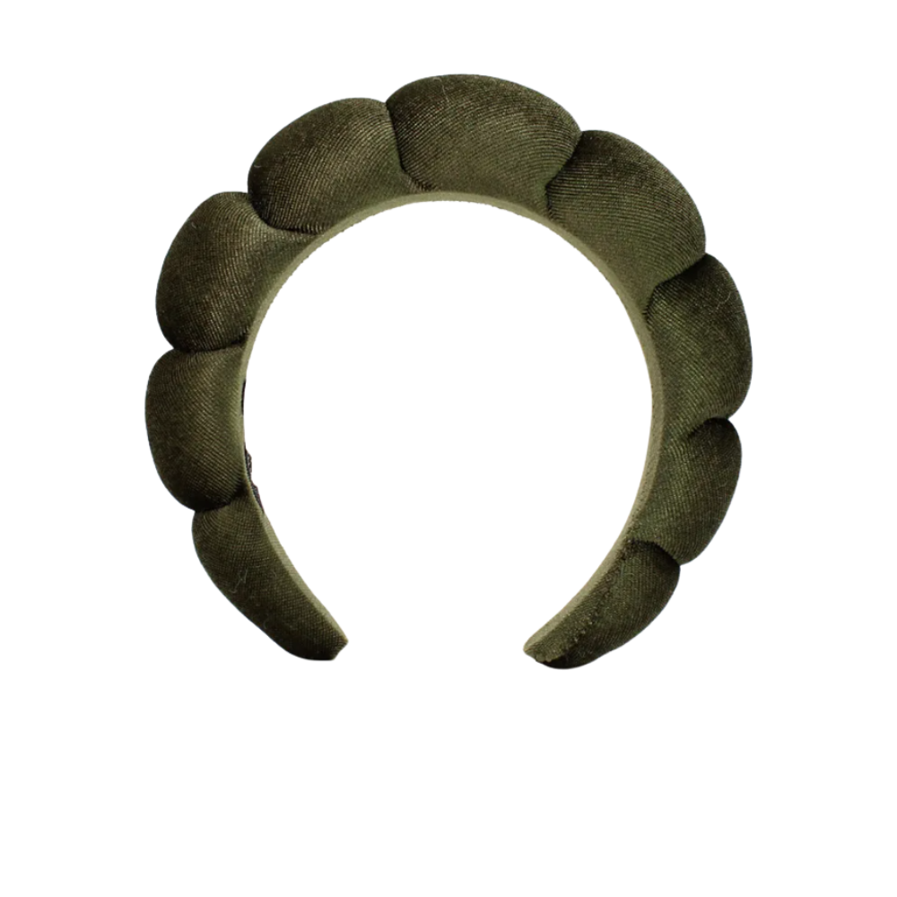 Pannband i sammet för hudvård -Armégrön - Ozerty