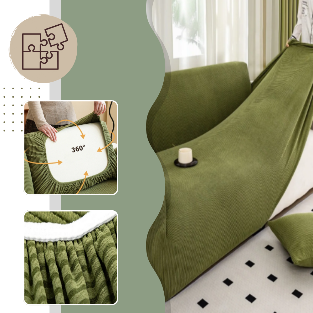 Skrynkelfritt sofföverdrag i manchestertyg - Ozerty