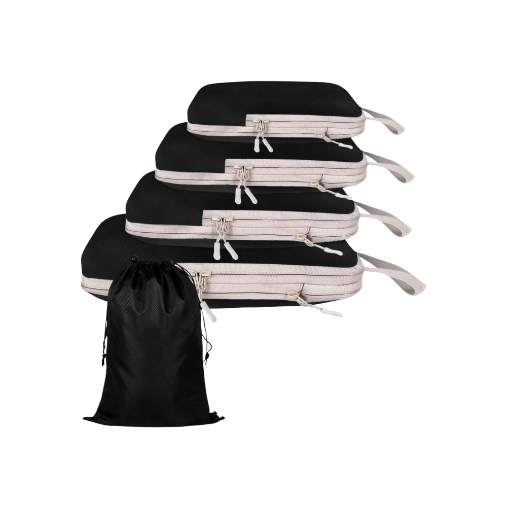 Zip Kompressions Bagageorganiserar -Svart - Ozerty