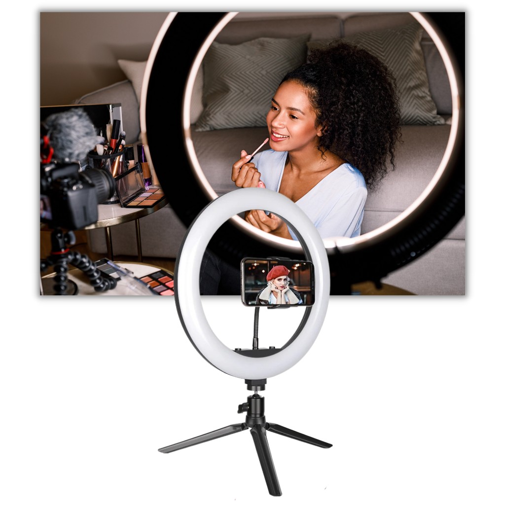 16 cm ring med LED-ljus och stativ - Ozerty